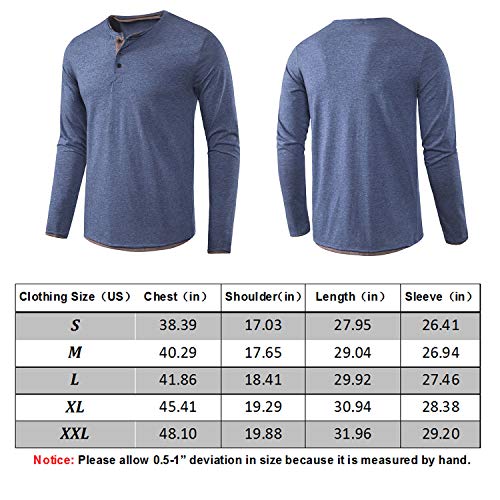 VANCOOG Mens Business Casual Slim Fit Long Sleeve Henley T-Shirts Thermal Shirt-Dark Army Green-S