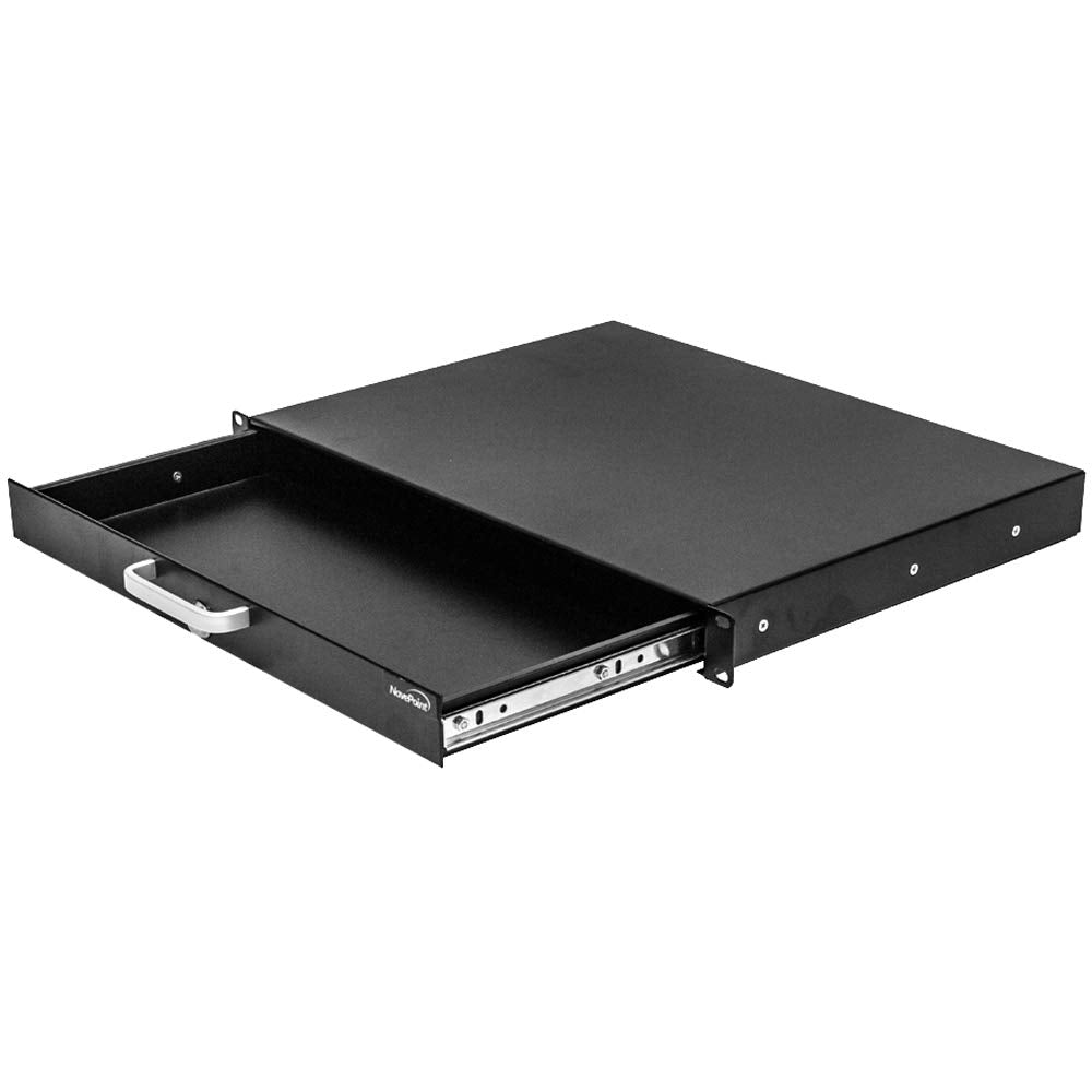 NavePoint Rack Mount Drawer for 19-Inch Server Cabinet Case Or DJ with Lock and Key 1U Black