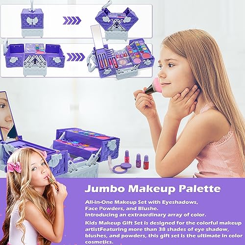 Kids Makeup Kit for Girl - 59 PCS Real and Safe Make up for Kids Girls, Washable Little Girls Makeup, Princess Toy Makeup Kit for Children, Girls Toys Age 4-12, Birthday for Girls