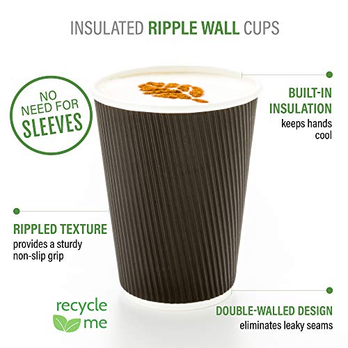 Restaurantware 12 Ounce Paper Coffee Cups 25 Ripple Wall Disposable Paper Cups - Leakproof Recyclable Light Purple Paper Hot Cups Insulated Matching Lids Sold Separately