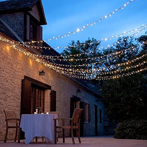 kemooie 500 LED Christmas Lights, 164FT 8 Lighting Modes with Timer Plug in Waterproof String Lights for Outdoor Christmas Birthday Wedding Party Garden Balcony Decorations (Warm White)