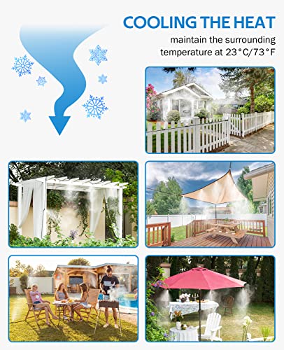 HOMENOTE Misting Cooling System, 26FT (8M) Misting Line + 7 Brass Mist Nozzles + Brass Adapter(3/4") Outdoor Mister for Patio Garden Greenhouse Trampoline for Waterpark