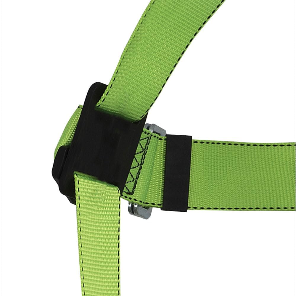 PeakWorks Safety Harness Fall Protection – Full Body, ANSI OSHA Compliant, Adjustable, Hi Vis, 3 Point System with Fall Indicator, D Ring - Green