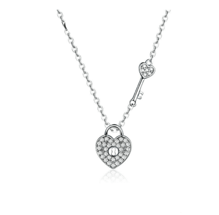 Diamante Lock and Key  Pendant Necklace