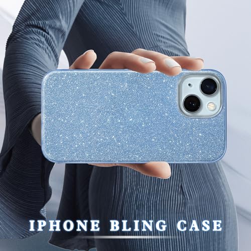 MATEPROX Compatible with iPhone 15 Case Bling Sparkle Cute Girls Women Protective Cases Cover for iPhone 15 6.1" 2023-Blue