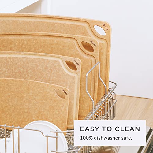 Elihome Classic Series Cutting Boards 2-piece set, Natural Wood Fiber Composite, Dishwasher Safe, Eco-Friendly, Juice Grooves, Non-Porous, Made in USA, Medium (10"x 13"x 1/4”) Small (7" x 10" x 1/4")