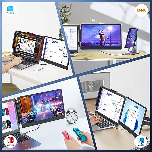 Kwumsy L1 Portable Monitor for Laptop, 12.3" IPS FHD High Brightness 600CD/㎡Gaming Monitor with Foldable Kickstand/Dual Speakers, Travel Touch Screen Monitor for Windows Mac PC Laptop Phone PS5/Switch