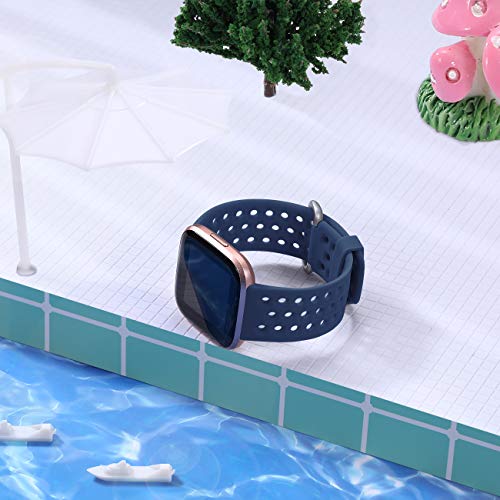 GEAK Compatible with Fitbit Versa 2 Bands for Women Men, Soft Silicone Sport Bands for Fitbit Versa 2/Fitbit Versa Lite SE/Fitbit Versa Smart Watch, Small Navy Blue