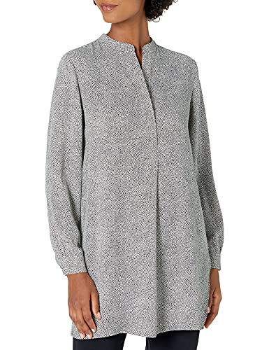 Anne Klein womens Split Neck Long Blouse Tunic Shirt, Anne White/Anne Black, XX-Small US