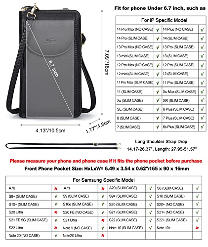 S-ZONE Small Crossbody Bags for Women Cell Phone Purse RFID Blocking Wallet Purses with Credit Card Slots