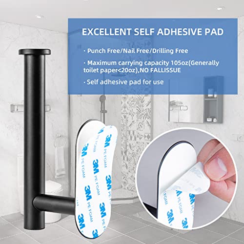 YUET Toilet Roll Holder Self Adhesive Black Paper Holders Tissue Stand Hanger Bathroom SUS-304 Stainless Steel,No Drilling Required, Strong Adhesiveness and Waterproof