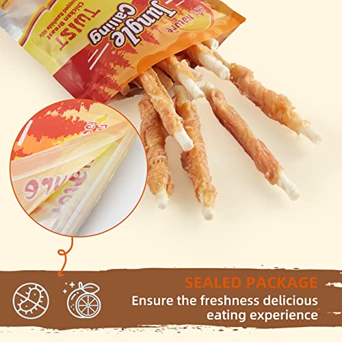 Jungle Calling Dog Treats, Chicken Wrapped Rawhide Sticks for Dogs, Delicious and Nutritious Training Reward Treats and Dog Chews Snacks, 6 oz