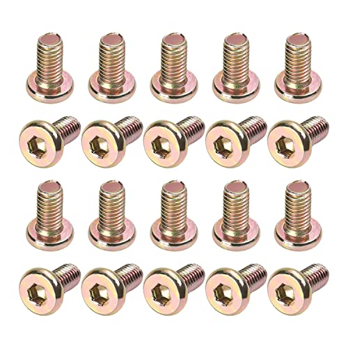 Yinpecly M6 x 12mm Hex Socket Flat Head Screws Furniture Bolts Fastener Full Thread Carbon Steel Colorful 20pcs