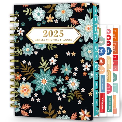 Ymumuda 2025 Planner, 12-Month Daily Weekly Monthly Planner from JAN.2025 to DEC.2025, 8.4" X 6", Spiral Planner Notebook with Stickers, Elastic Closure, Inner Pocket