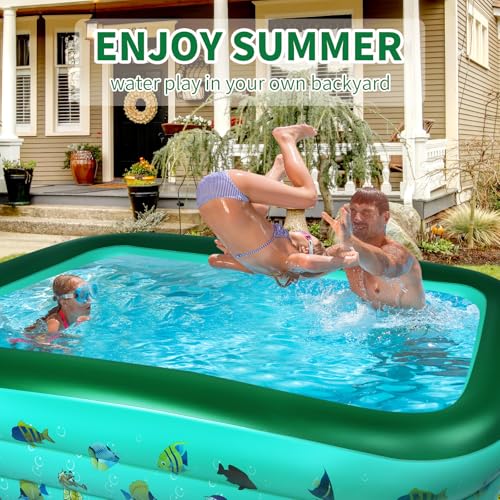 CACSPS Inflatable Swimming Pools, 48" X 35" X 14" Full-Size Inflatable Pool for Kids and Adults, Durable Family Lounge Pool, Kiddie Pool for Backyard, Garden or Indoor (Green)