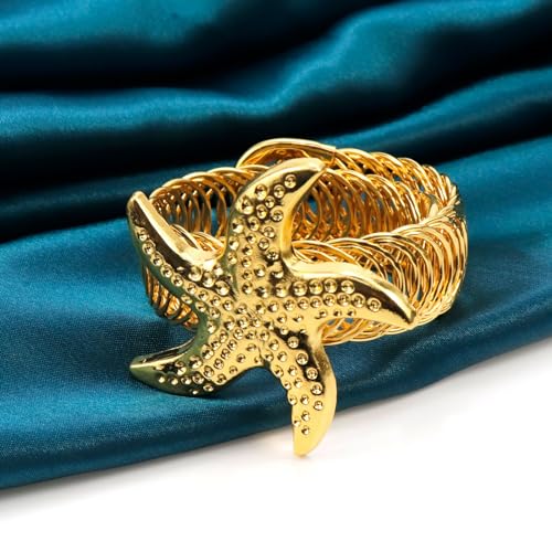 Semetall 2Pcs Metal Curtain Tiebacks,Starfish Curtain Tiebacks,Gold
