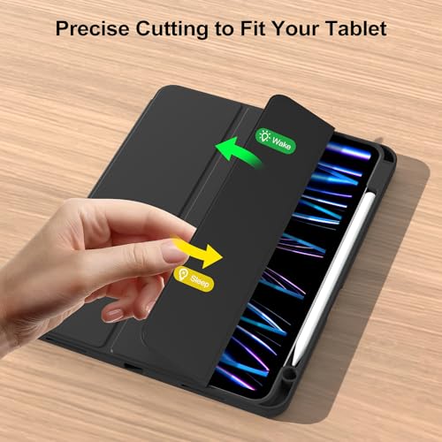JKSML Case for iPad Pro 11, Case with Pencil Holder for iPad Pro 11 Inch 2022/2021/2020, Protective Case for iPad Pro 11 4th/3rd/2nd Generation, Soft Silicone TPU Case, Black