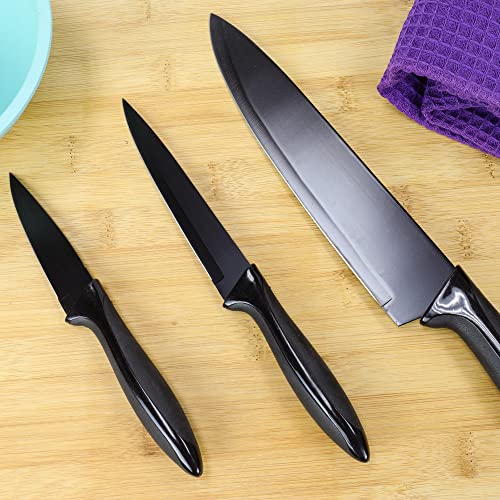 Chef Craft Premium Chef Knife with Sheath, 8 inch blade 13.5 inches in length, Black