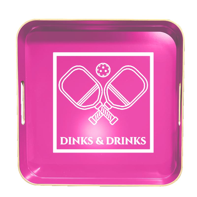 Pickleball Prep Dinks & Drinks Outdoor Entertaining Tray (Pink)