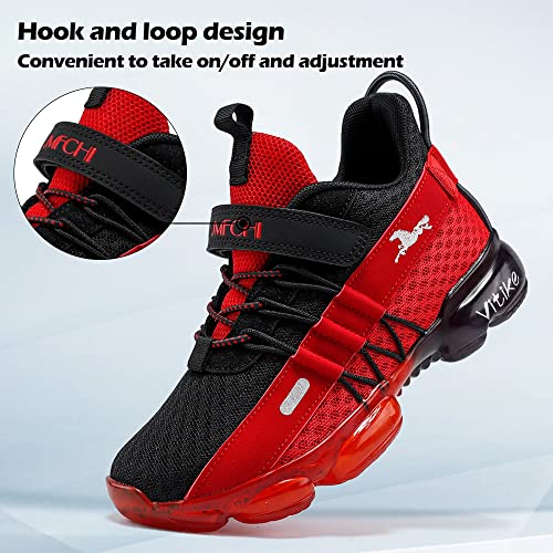 VITUOFLY Boys Sneakers Kids Running Shoes Girls Mesh Fitness Shoe Indoor Training Sneaker Lightweight Outdoor Sports Athletic Tennis Shoes for Little Kid/Big Kid Black Orange 7 Big Kid