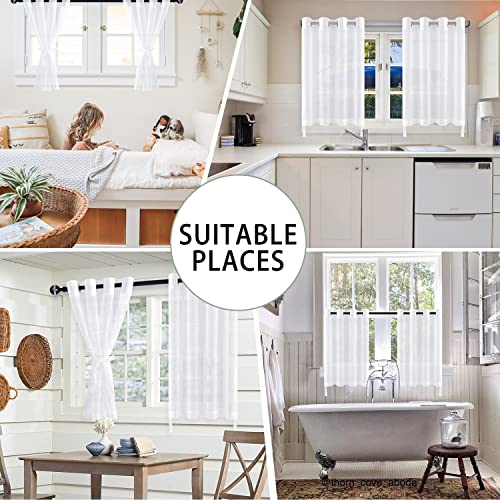 Hiasan Sheer Curtains 84 Inches Long with Tiebacks, Light Filtering Semi Transparent Lightweight Voile Grommet Window Curtains for Bedroom, Living Room, W52 x L84, Blush Pink, Set of 2 Drape Panels