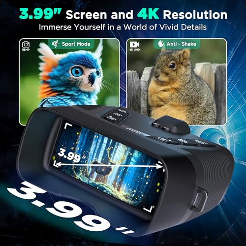 Night Vision Goggles, 58MP Full-Color 4K Night Vision Binoculars with 10000mAh Rechargeable Battery, 64GB Card, 3.99" Screen and 1968FT Viewing Range for Camping Hunting & Security