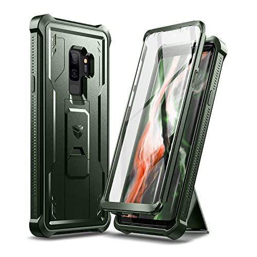 Dexnor for Samsung Galaxy S9+ Plus Case, [Built in Screen Protector and Kickstand] Heavy Duty Military Grade Protection Shockproof Protective Cover for Samsung Galaxy S9 Plus Army Green