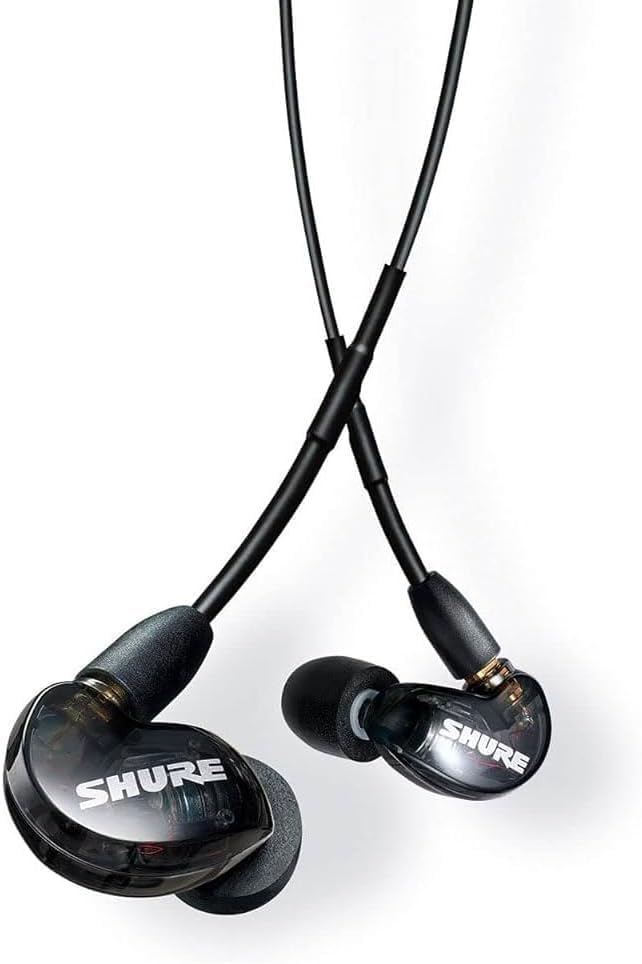 Shure SE215 PRO Wired Earbuds - Professional Sound Isolating Earphones, Clear Sound & Deep Bass, Single Dynamic MicroDriver, Secure Fit in Ear Monitor, Plus Carrying Case & Fit Kit - Black (SE215-K)