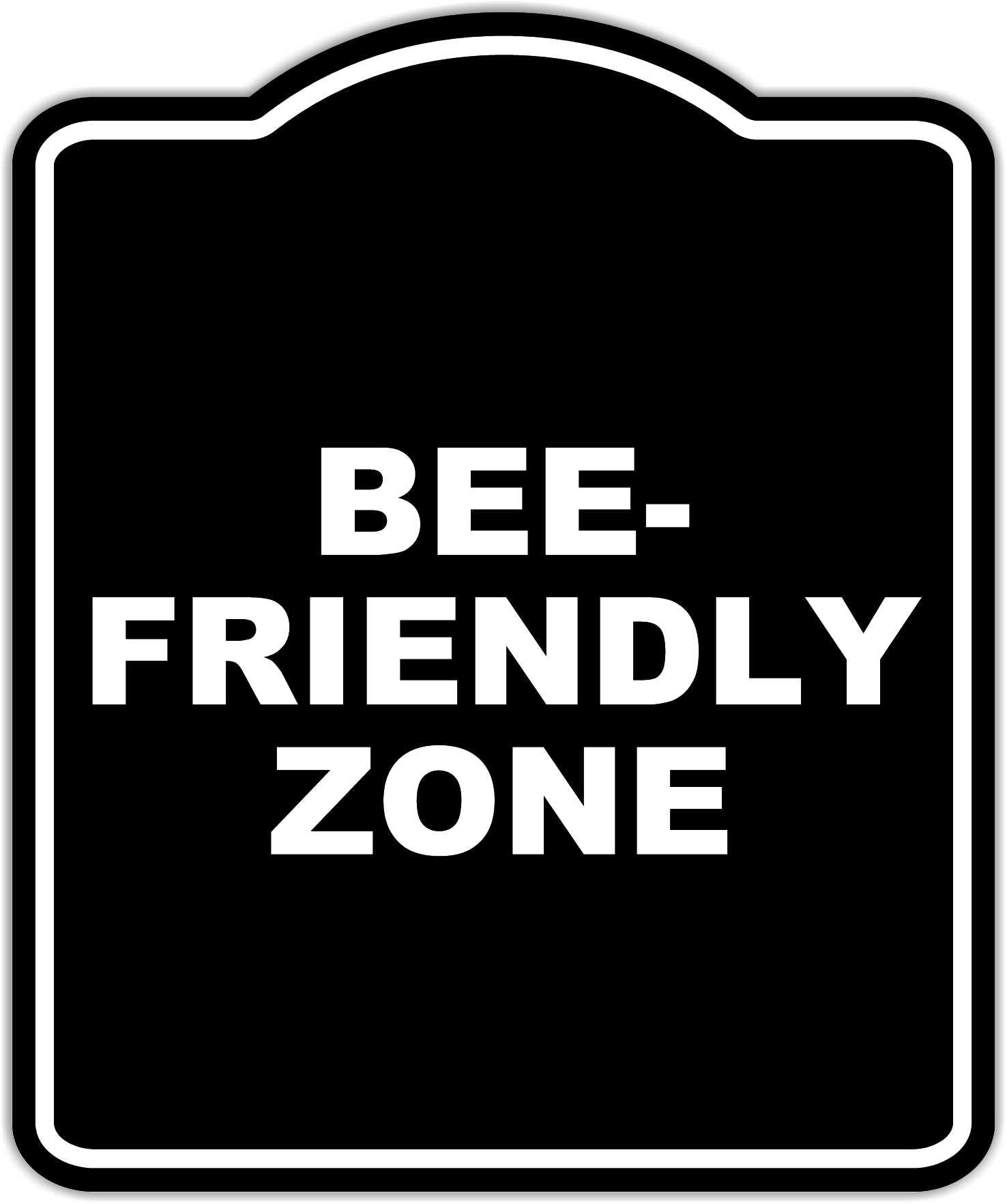 BEE-FRIENDLY ZONE BLACK Minimalist Aluminum Composite Sign 20 x 24 inches