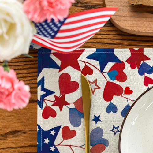 Artoid Mode Blue Red Stars Patriotic 4th of July Table Runner, Seasonal Kitchen Dining Table Decoration for Home Party Decor 13x48 Inch