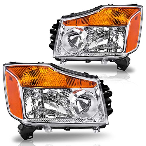 DWVO Headlights Assembly Compatible with 2004-2015 Titan 2005-2007 Armada 2004 Pathfinder Armada Headlamp Replacement Pair Driver and Passenger Side