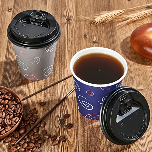 TV TOPVALUE 100 Pack 10 oz Paper Cups, Disposable Coffee Cups with Lids and Straws, Drinking Cups for Water, Coffee, Tea, Hot Coffee Cups for Home, Shops and Cafes