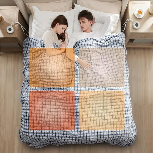 Bedsure Electric Heated Blanket Twin Chevron Shaggy Sherpa, Fast Heating Electric Blanket with 10 Time Settings, 6 Heat Settings, and 8 hrs Timer Auto Shut Off (62x84 inches, Beige)