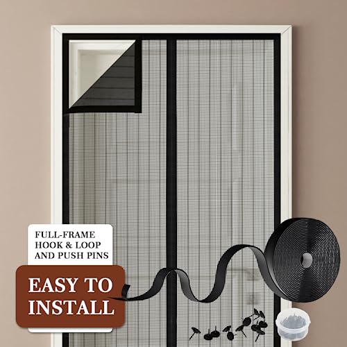 Yotache Magnetic Screen Door Fits Door Size 30 x 80, Screen Size 32" x 81", New Series Full Strip Magnets Reinforced Mesh Door Screen Magnetic Closure for Front Patio Back Door