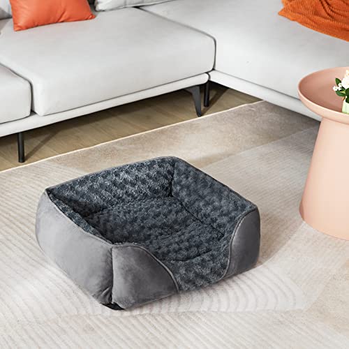 INVENHO Small Dog Bed for Large Medium Small Dogs Rectangle Washable Dog Bed, Orthopedic Dog Bed, Soft Calming Sleeping Puppy Bed Durable Pet Cuddler with Anti-Slip Bottom S(20"x19"x6")