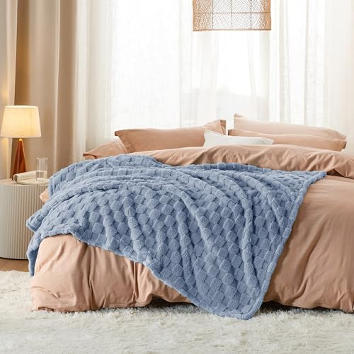 Bedsure Pageant Blue Fleece Blanket for Couch - Super Soft Cozy Twin Blankets for Women, Cute Small Blanket for Girls, 60x80 Inches