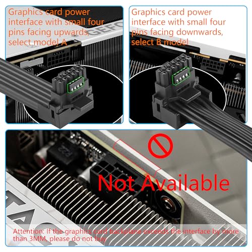 CERRXIAN 1FT ATX3.0 12VHPWR 90 Degree Angle Extension Cable,PCI-e 5.0 12VHPWR ATX3.0 600W 16 Pin Male to Up Angled Female Power Cable,for Graphic Card GPU 12+4pin RTX 3090Ti 4070Ti 4080 4090 (A-1FT)