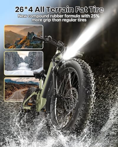 PUCKIPUPPY Electric Bike for Adults 960W, 48V 20AH Battery Adult Electric Bicycles, 26" Fat Tire Full Suspension Step-Thru Ebike, 28MPH Mountain Ebike, 7 Speed, 80Miles Range, UL Certified-Boxer ST