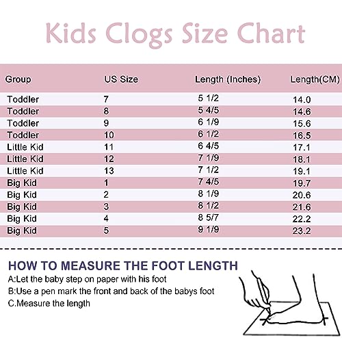 Kids Clogs Girls Mary Jane Garden Clogs Toddler Cartoon Slide Sandals Slip-on Beach Pool Water Shoes with DIY Charms Pink