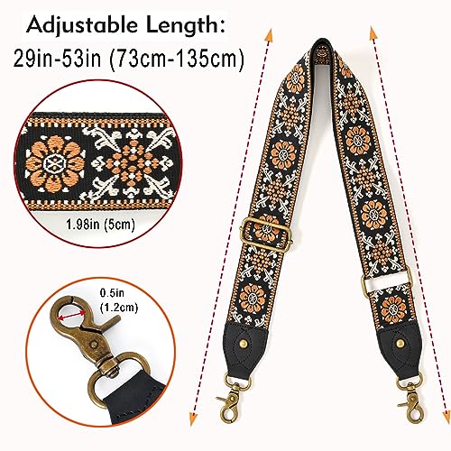 KIMPUDSEN Purse Strap Replacement Crossbody Wide Shoulder Strap Handbag Adjustable Embroidery Guitar Style Bag Strap-1