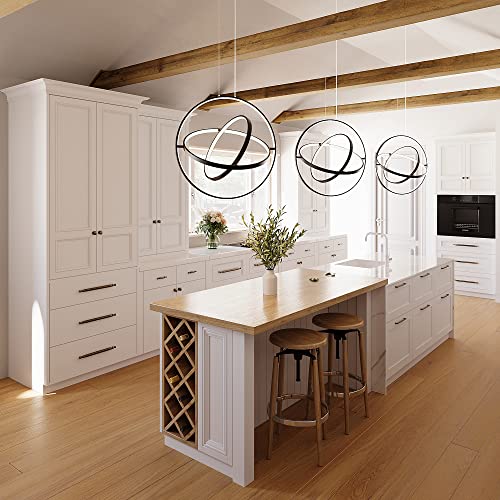 Fang Yan Mei Modern Black Chandelier Round Chandeliers LED Pendant Light,Contemporary Chandelier Hanging Light Dimmable for Dinning Room,Kitchen,Bedroom,Living Room 68W 3000-6000k 3rings
