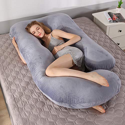 BATTOP Pregnancy Pillows for Sleeping,Full Body Maternity Pillow with Removable Cover,Support for Back,HIPS,Legs,Belly for Pregnant Women,Pregnancy Must Haves