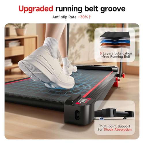 RHYTHM FUN Walking Pad Treadmill with Incline, 8% Incline Walking Treadmill, 300 lbs Foldable Treadmills with Handles for Home Office Use, Under Desk Compact Walking Pad