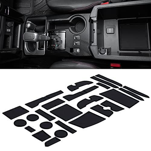 JDMCAR Compatible with Toyota 4Runner Accessories 2010-2023 2024 Premium Cup Holder, Console, and Door Pocket Inserts Kit (2 Row, Black Trim)-27PC Set