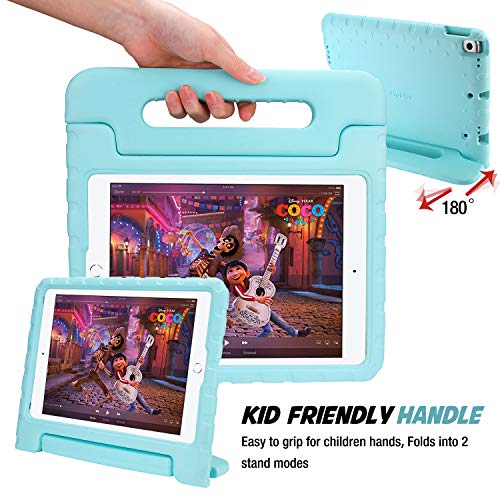 ProCase Kids Case for iPad 9th Generation/iPad 8/iPad 7, iPad 10.2 Case 2021 2020 2019/iPad Air 10.5/iPad Pro 10.5 Kids Case, Shockproof Lightweight Case with Convertible Handle Stand-Aqua