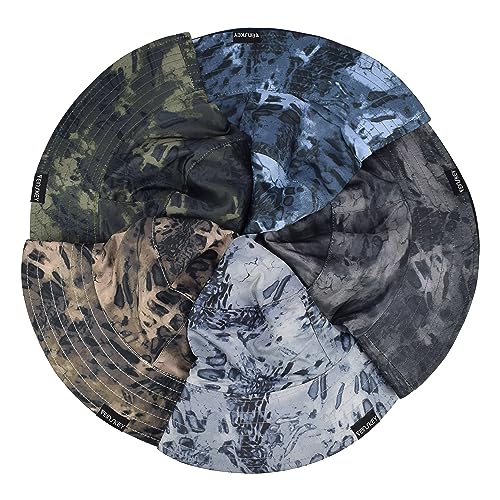 EINSKEY Reversible Camo Bucket Hat, Unisex Packable Cotton Sun Hat for Outdoor Beach Travel Golf Safari Fishing Hiking