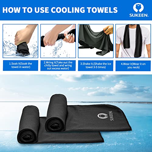 Sukeen [4 Pack Cooling Towel (40"x12"),Ice Towel,Soft Breathable Chilly Towel,Microfiber Towel for Yoga,Sport,Running,Gym,Workout,Camping,Fitness,Workout & More Activities