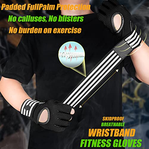 MOREOK Weight Lifting Gym Workout Gloves with Wrist Wrap for Men/Women-[3/4 Finger] [Curved Open Back] Fitness Gloves for Weightlifting,Exercise,Training,Pull ups,Fitness,Rowing B-S