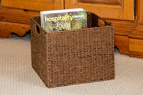 Trademark Innovation Foldable Storage Brown Basket with Iron Wire Frame