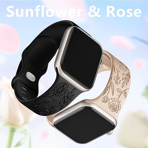 SNBLK 6 Pack Waterproof Apple Watch Bands Compatible with Mens Apple Watch Band 44mm 45mm 49mm 42mm, Cute Flowers Strap for 44mm Apple Watch Band Men Series Ultra 2/SE/9/8/7/6/5/4/3/2/1